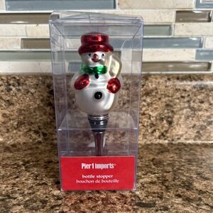 VTG Pier 1 Imports Christmas Snowman Wine Bottle Stopper Holiday Gift  Colors